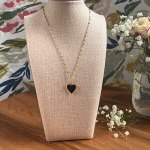 18k Gold plated over stainless steel  Black Heart Pendant Necklace
